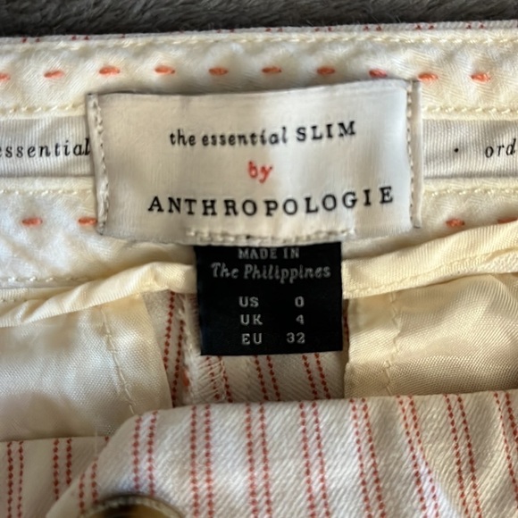 Anthropologie the Essential Slim Striped Ankle Pant Stretch Size 0 - Picture 4 of 5